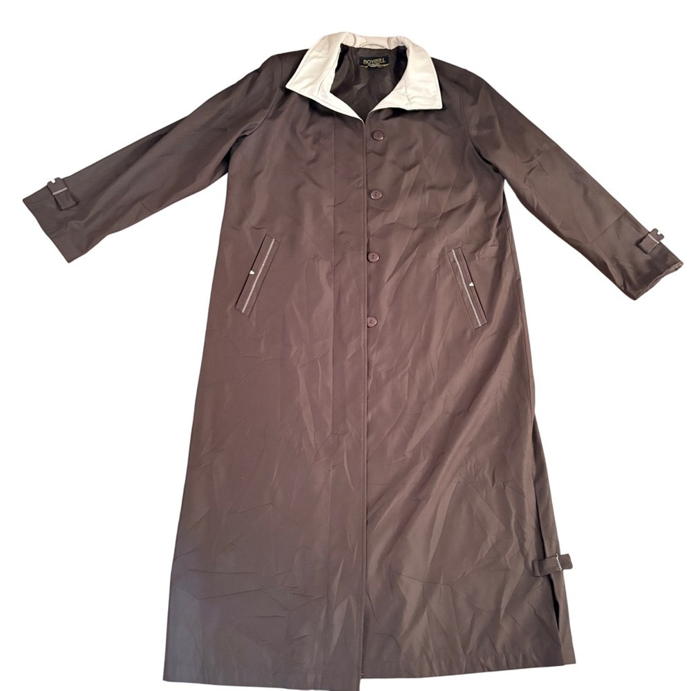 NOVELTI ADORABLE JUNIOR BROWN TRENCH COAT MAXI OUTERWEAR SIZE 13/14 WOMAN